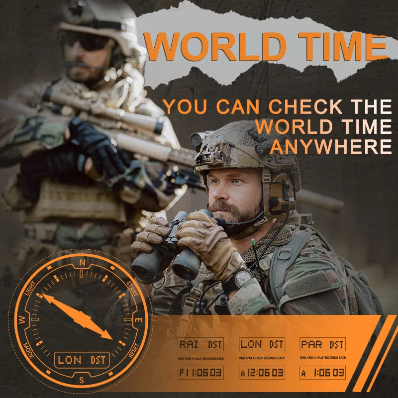 Outdoor Smart Solar Watch | Full Metal Waterproof 50M | Army Military Style.