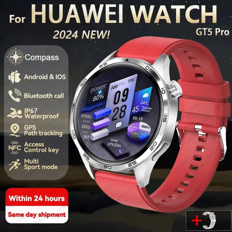 GPS Smartwatch Men 5 Pro AMOLED HD Bluetooth Call NFC Waterproof Heart Rate Fitness Watch