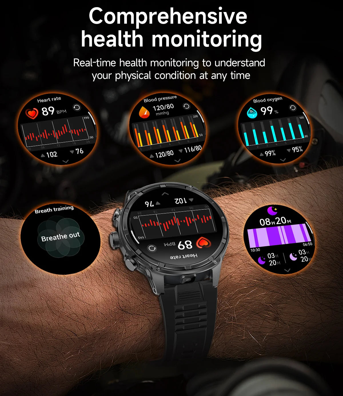 1.85" Ultra HD Smartwatch with NFC, Bluetooth Calling, 710mAh Battery, Fitness & Health Tracking
