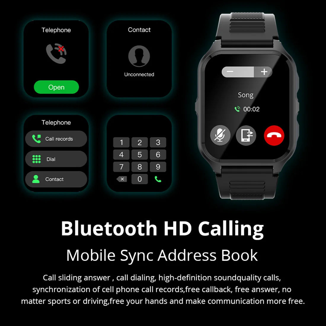 1.9'' Military Smartwatch for Men | Bluetooth Call, IP68 Waterproof, Fitness Tracker