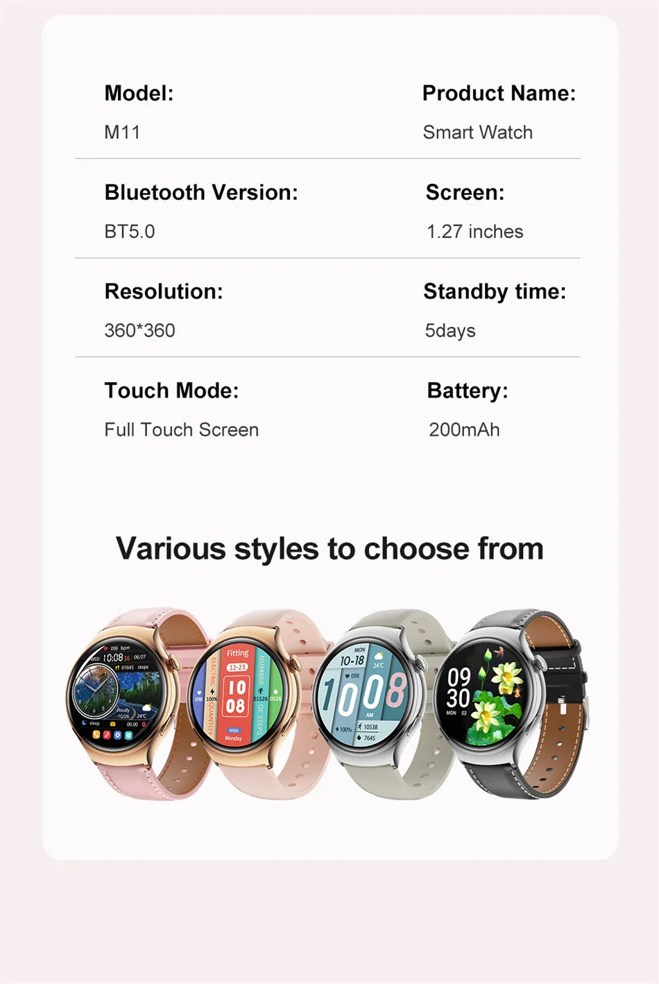 Mini AMOLED Smartwatch Women, 360*360 HD, NFC, IP68, Health & Heart Rate Monitor