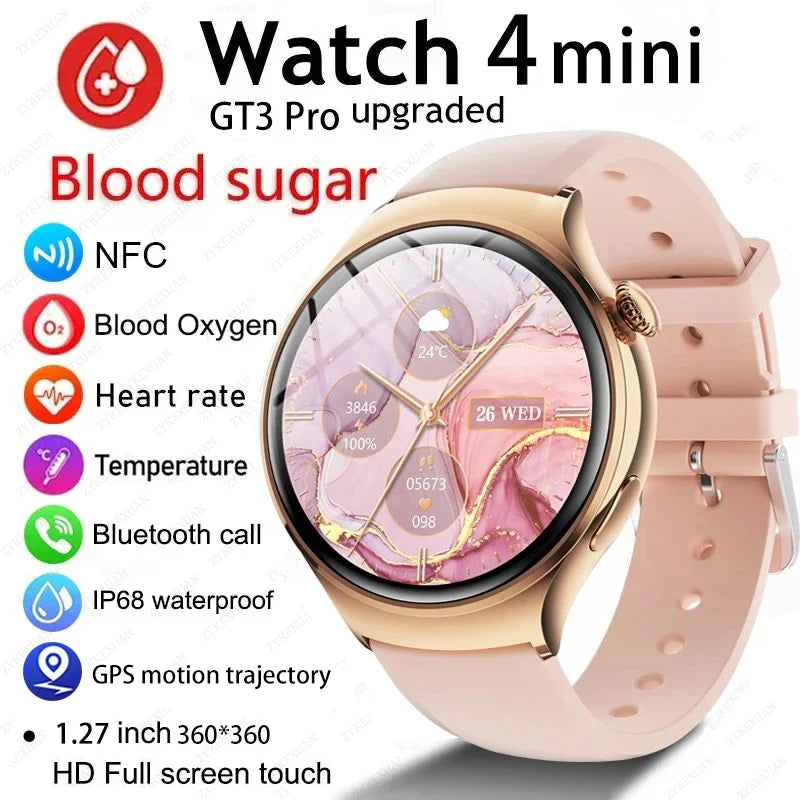 Mini AMOLED Smartwatch Women, 360*360 HD, NFC, IP68, Health & Heart Rate Monitor