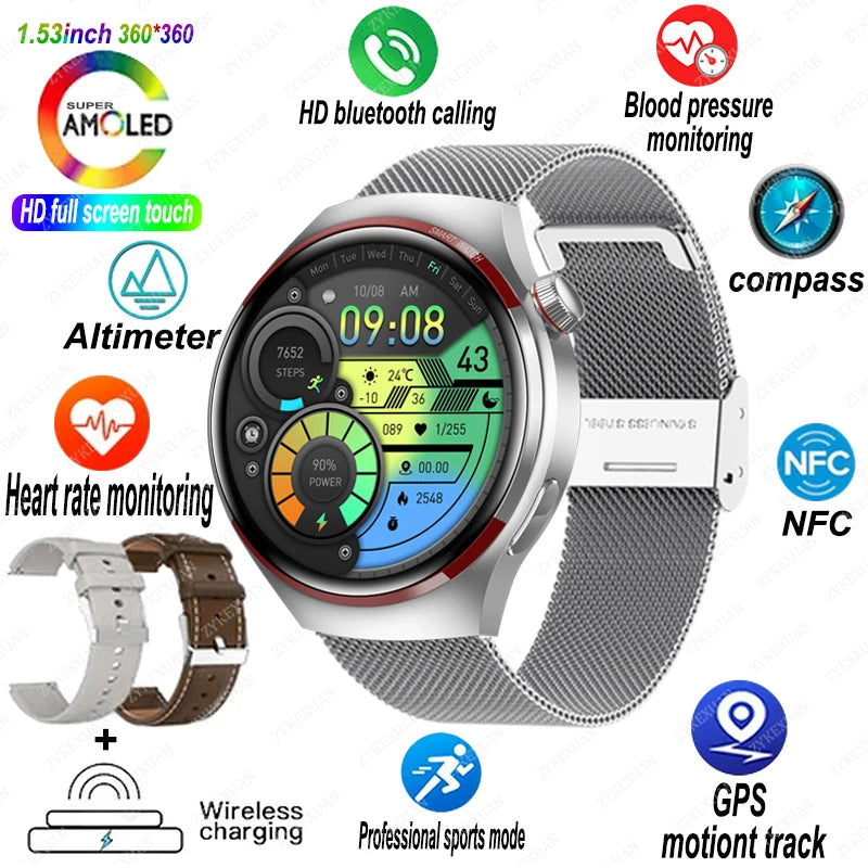 4 PRO Space Exploration Smartwatch HD GPS NFC Bluetooth Call Heart Rate & Fitness Tracker