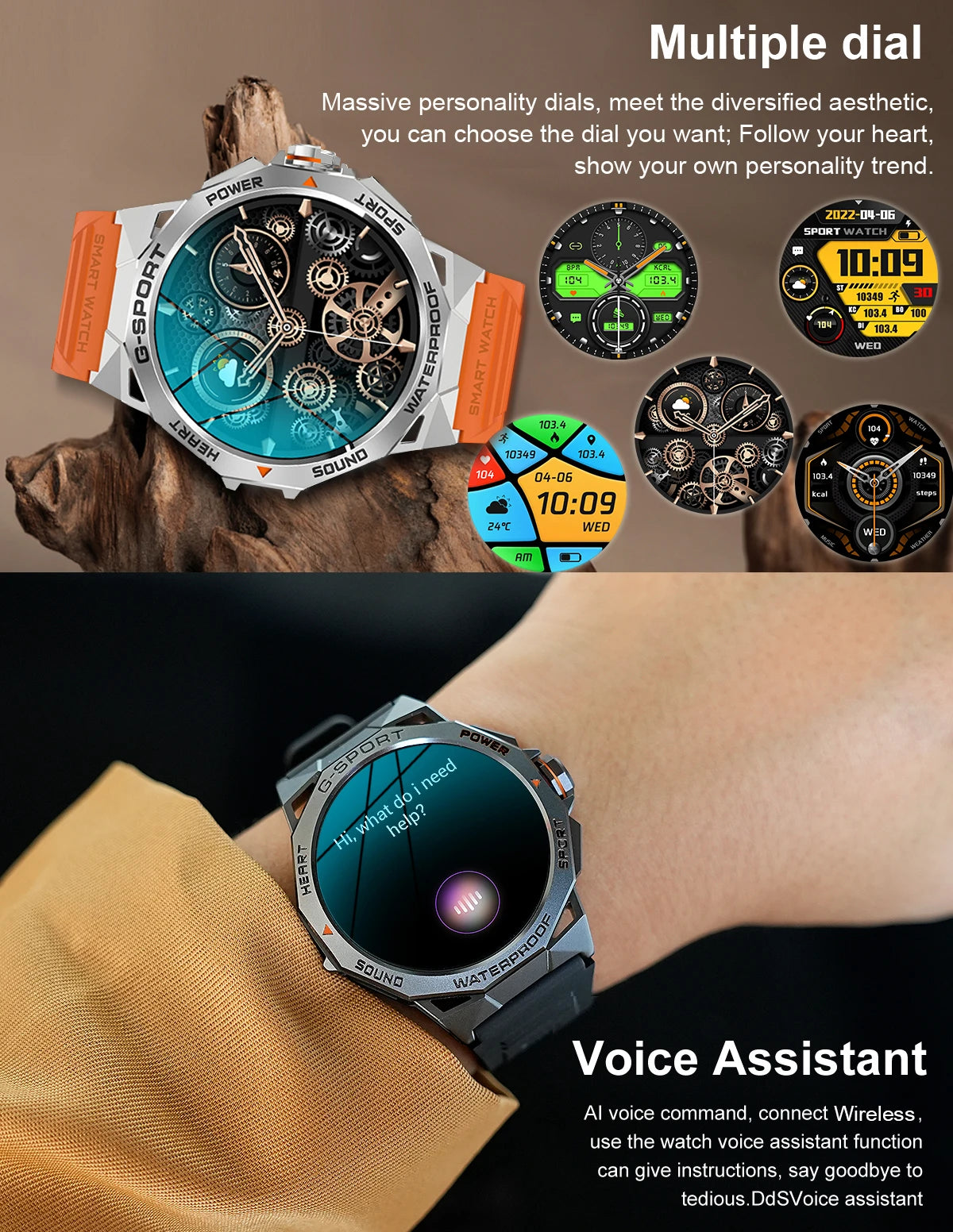 1.43" AMOLED Smart Watch for Men – Bluetooth Calls, Fitness Tracker, Heart Rate & Blood Pressure Monitor