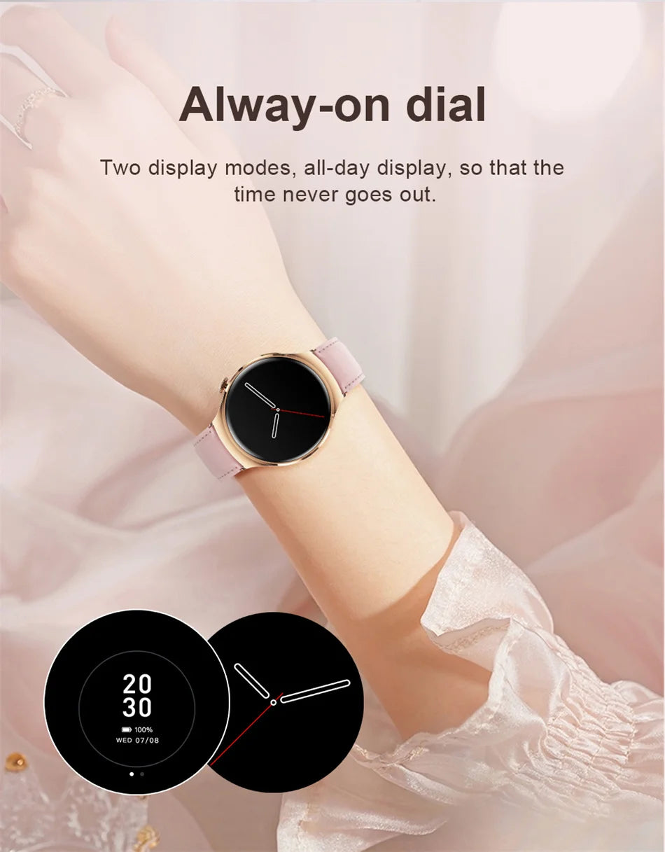 Mini AMOLED Smartwatch Women, 360*360 HD, NFC, IP68, Health & Heart Rate Monitor