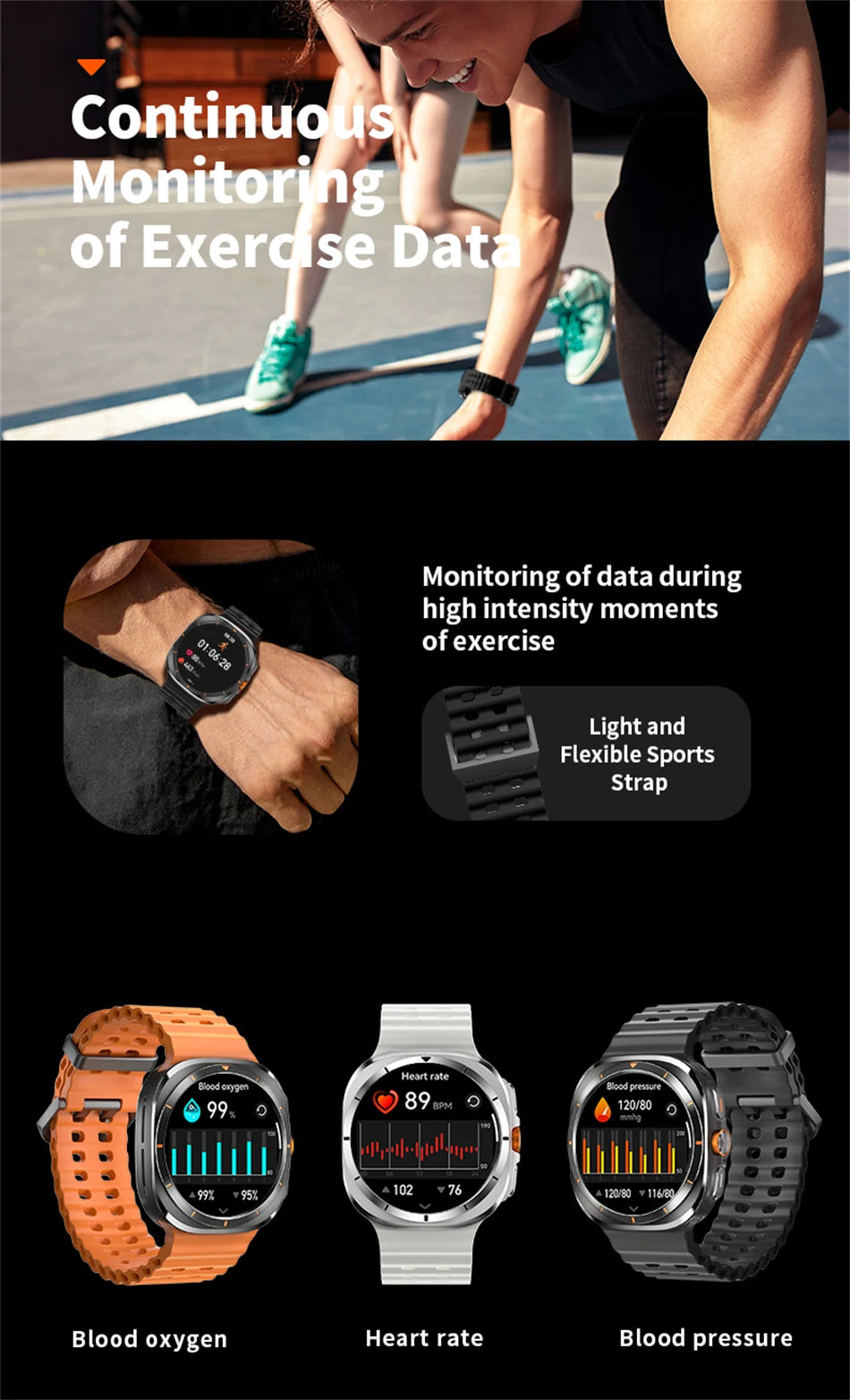 GPS AMOLED Smartwatch: Outdoor Sports, BT Calling, NFC, IP68