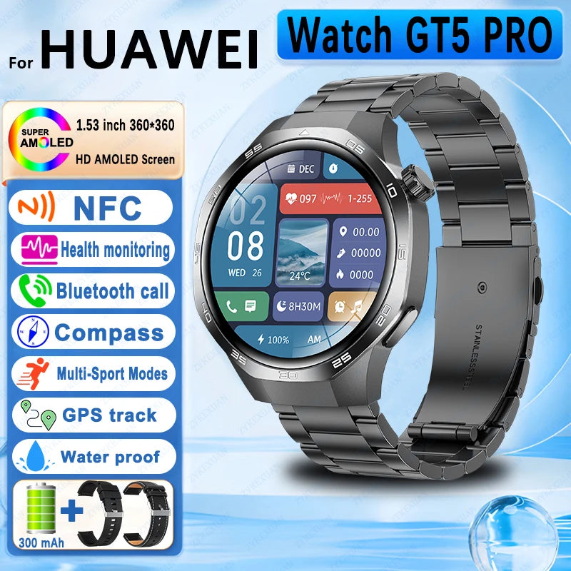 GPS Sports Smartwatch, Heart Rate, NFC, Compass, IP68 Waterproof