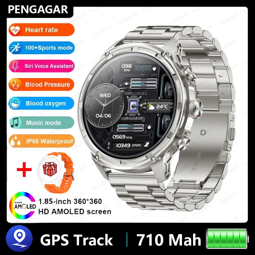 1.85" Ultra HD Smartwatch with NFC, Bluetooth Calling, 710mAh Battery, Fitness & Health Tracking