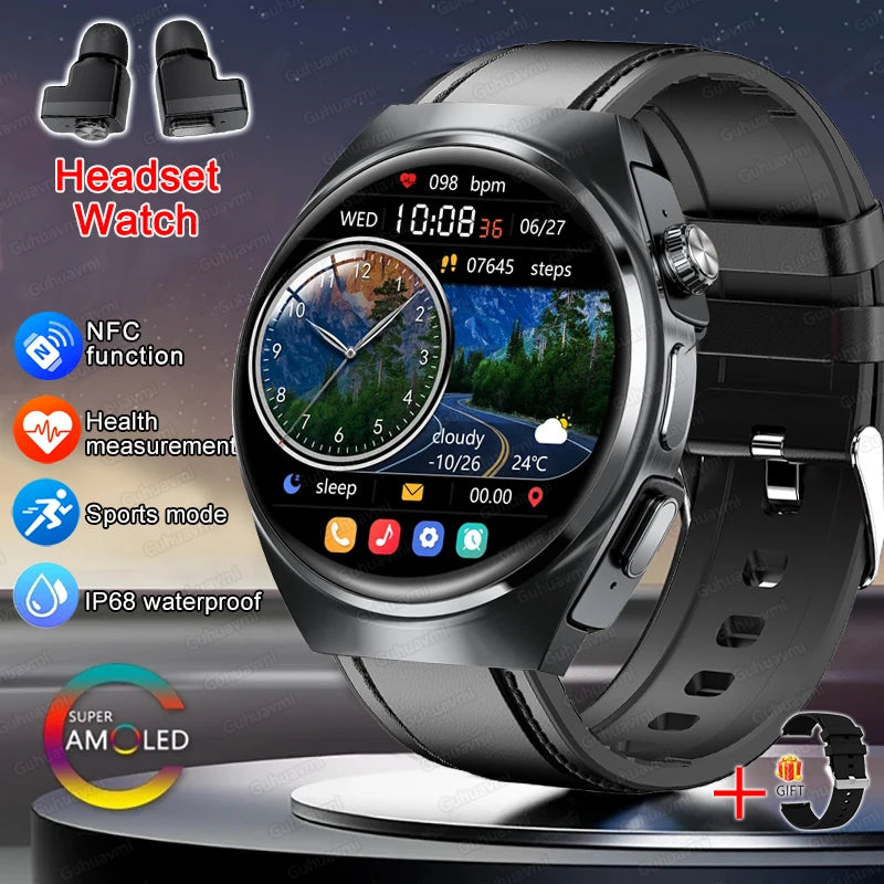 New Men’s Smart Watch & TWS Headset 2-in-1: Wireless Earbuds, Health Tracker, NFC, Sport & Fashion