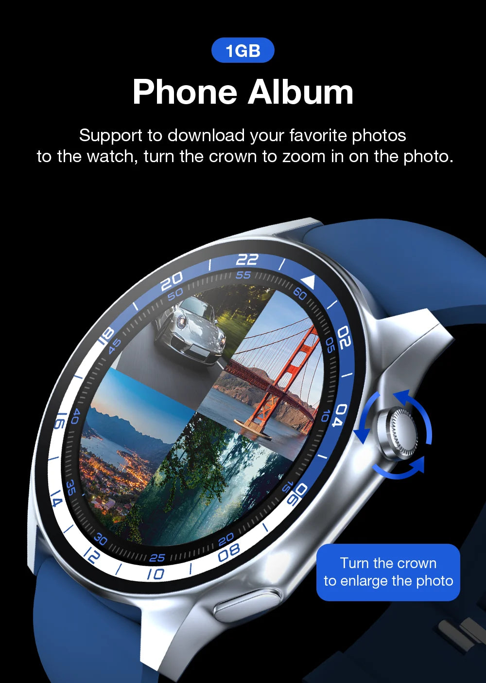 1.43'' TFT Smart Watch - 4GB RAM, Music, Health Monitoring, Bluetooth Call, Waterproof