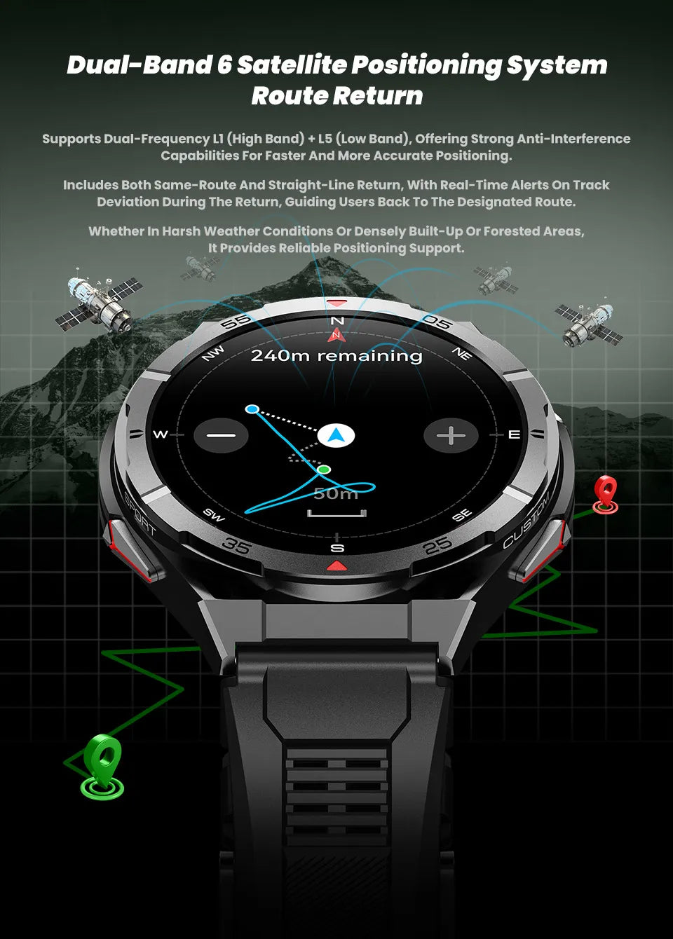 GPS Outdoor Smartwatch: 1.43" AMOLED, Heart Rate Monitor, Bluetooth Calling, IP69K Waterproof