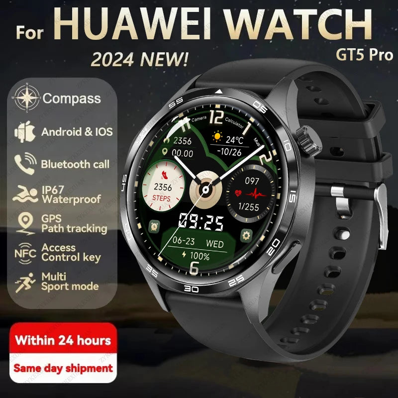 GPS Smartwatch Men 5 Pro AMOLED HD Bluetooth Call NFC Waterproof Heart Rate Fitness Watch