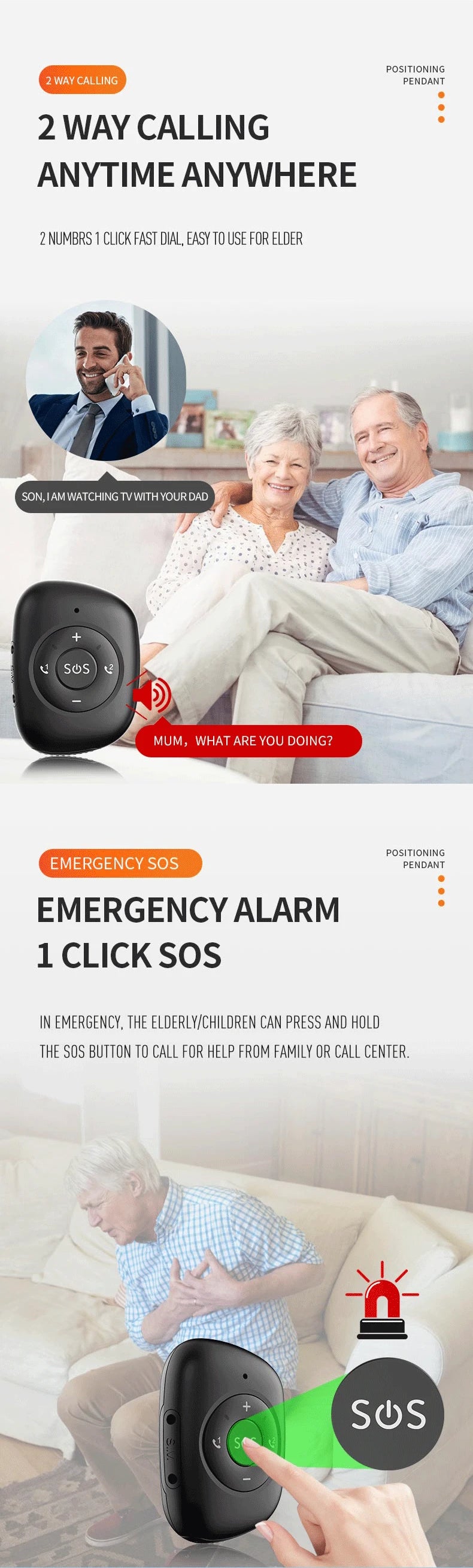 IP67 Waterproof 4G Smart GPS Locator Necklace for Kids, Elderly, and Students with SOS, Phone Pendant, and Remote Monitor