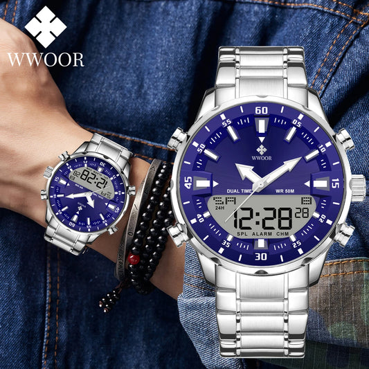 Fashion Men's Luxury Analog Digital Sport Watch | Waterproof Steel | Boxed.