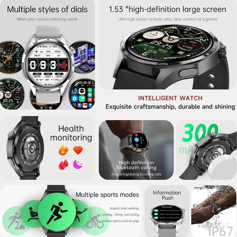 Smart Watch for Men AMOLED HD Screen, Bluetooth Call, GPS, NFC, Heart Rate Tracker