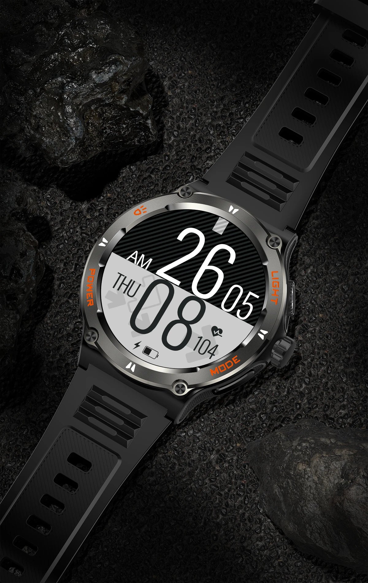 Rugged Military Smartwatch for Men: GPS, 500mAh Battery, Fitness Tracker, 3ATM Waterproof