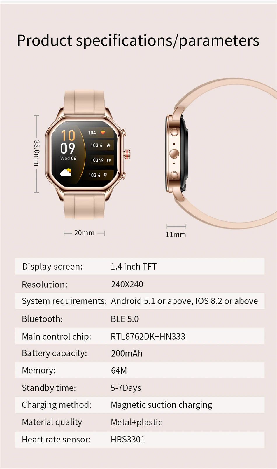 2024 Women’s Smart Watch 1.4" AMOLED Health Tracker Waterproof Bluetooth Call