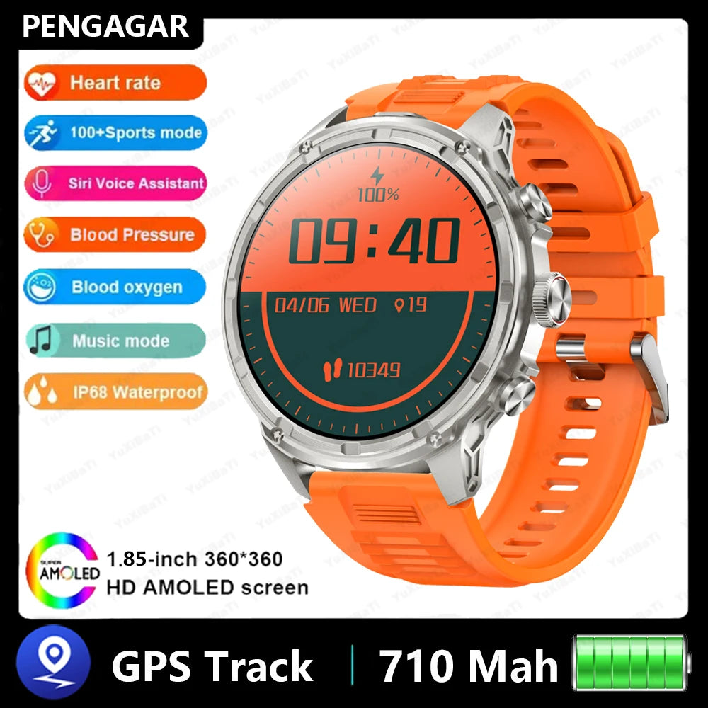 1.85" Ultra HD Smartwatch with NFC, Bluetooth Calling, 710mAh Battery, Fitness & Health Tracking