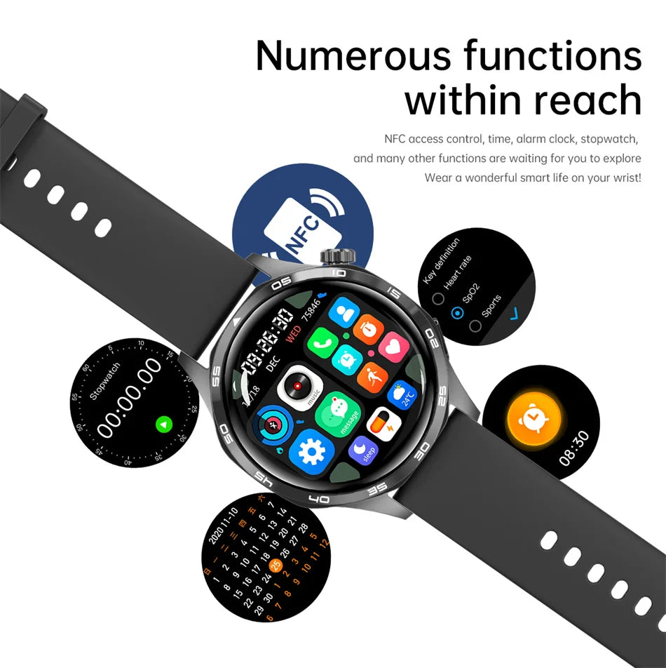 GPS Smartwatch Men 5 Pro AMOLED HD Bluetooth Call NFC Waterproof Heart Rate Fitness Watch