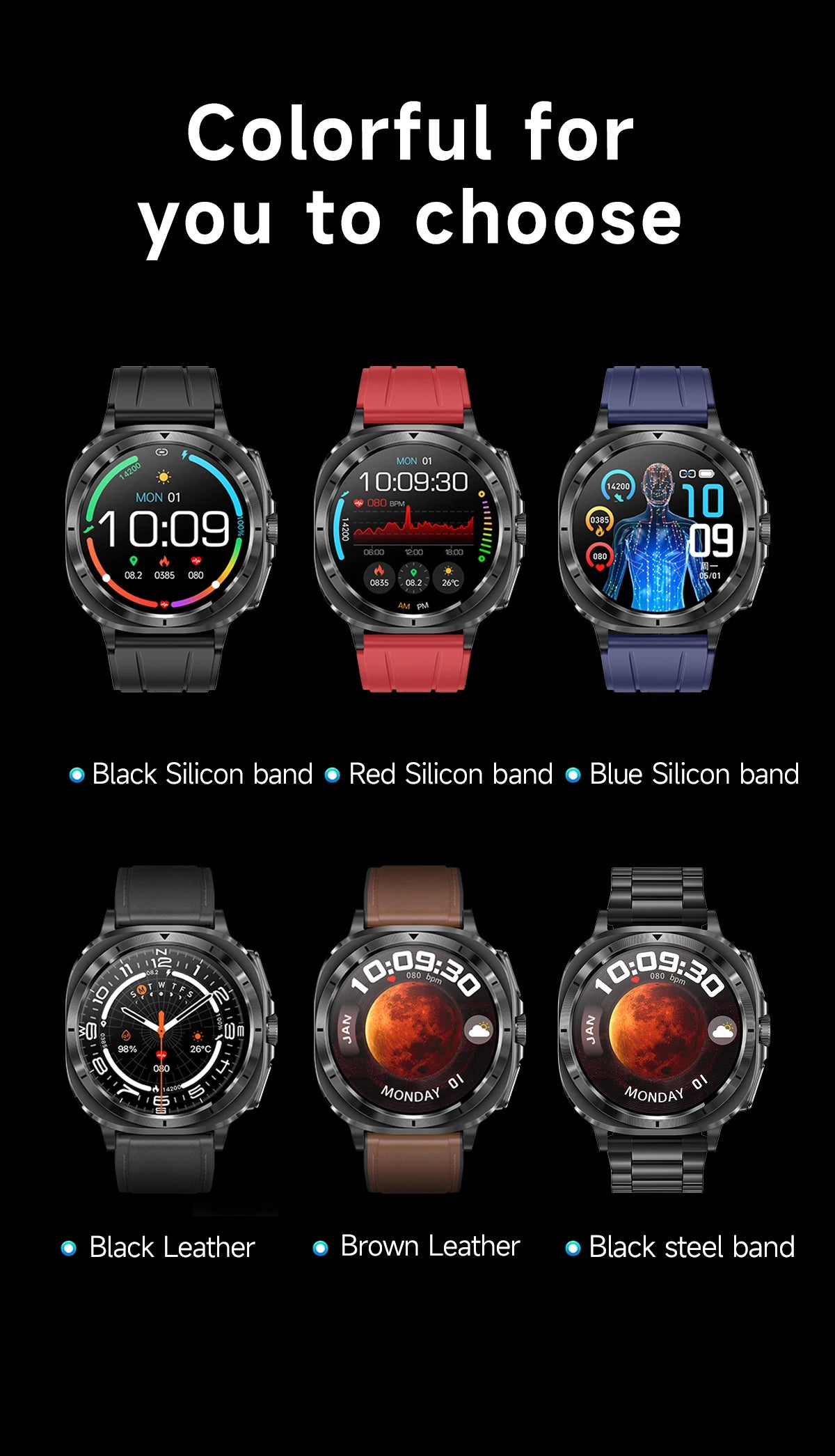 2025 AI Health Smartwatch: ECG, Blood Monitoring, HRV, NFC, Bluetooth Calls, Men's Fitness Tracker