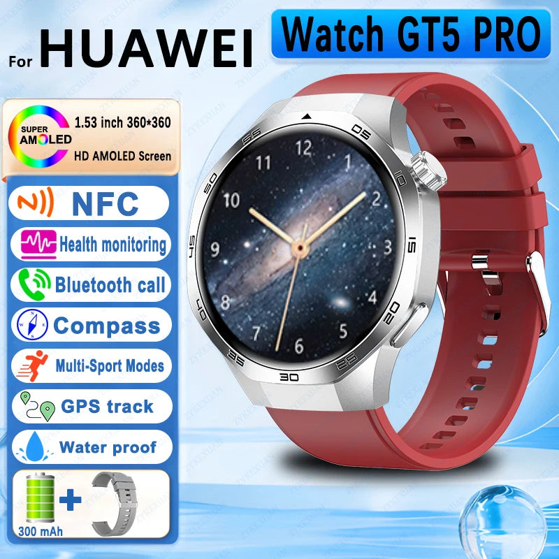 GPS Sports Smartwatch, Heart Rate, NFC, Compass, IP68 Waterproof