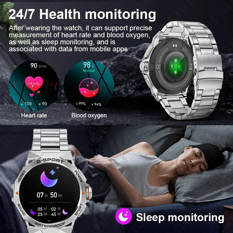1.43" AMOLED Smart Watch for Men – Bluetooth Calls, Fitness Tracker, Heart Rate & Blood Pressure Monitor
