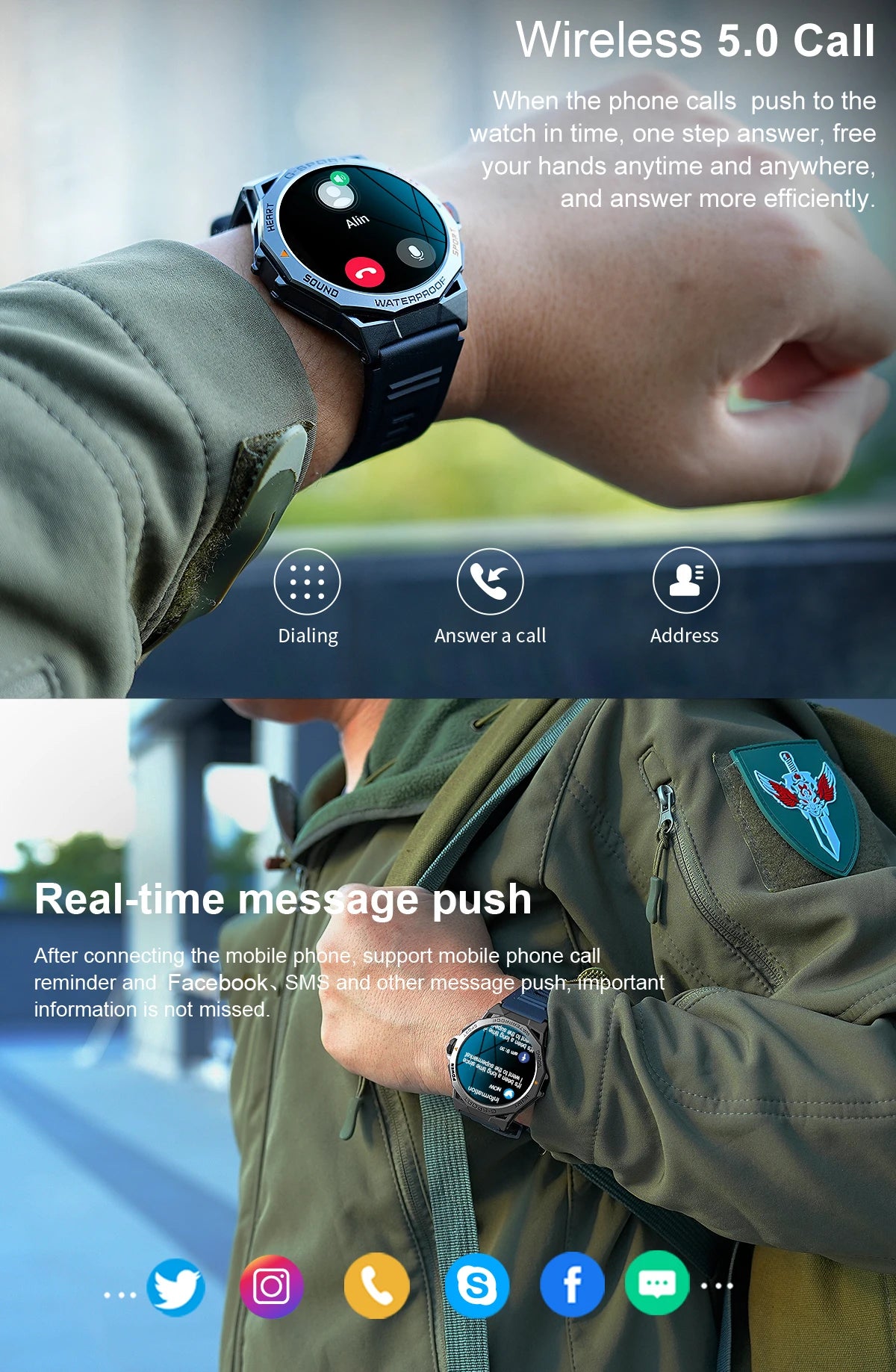 1.43" AMOLED Smart Watch for Men – Bluetooth Calls, Fitness Tracker, Heart Rate & Blood Pressure Monitor