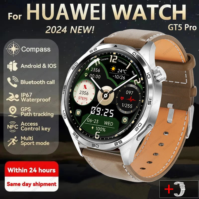 GPS Smartwatch Men 5 Pro AMOLED HD Bluetooth Call NFC Waterproof Heart Rate Fitness Watch