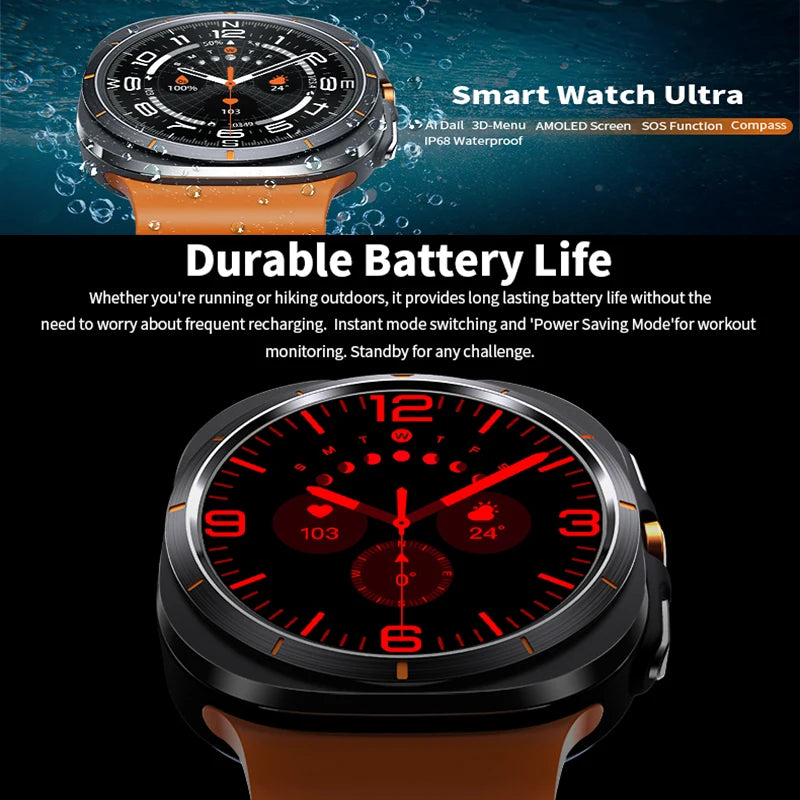 GPS AMOLED Smartwatch: Outdoor Sports, BT Calling, NFC, IP68