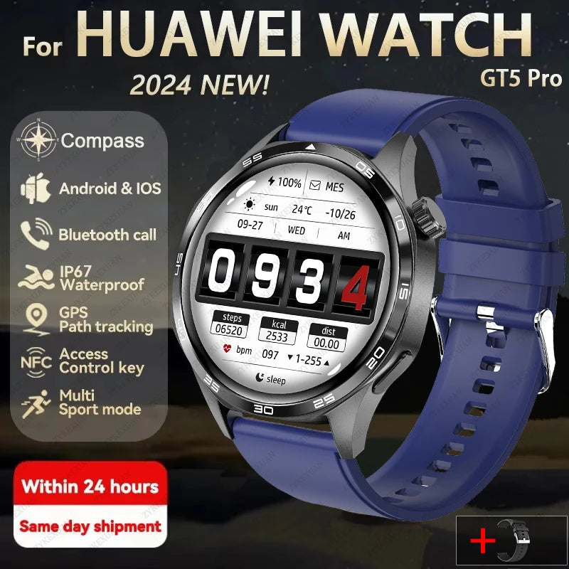 GPS Smartwatch Men 5 Pro AMOLED HD Bluetooth Call NFC Waterproof Heart Rate Fitness Watch