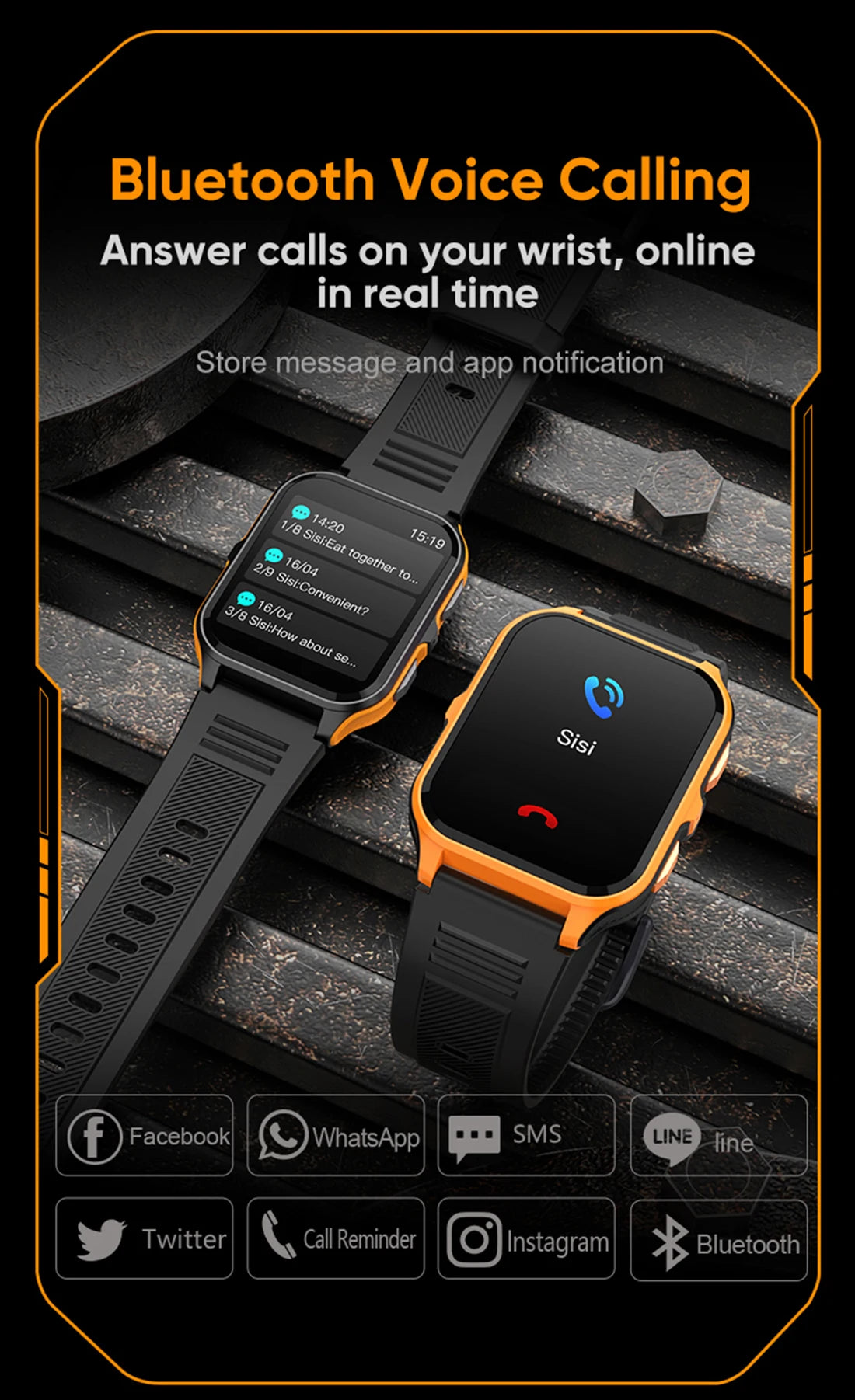 1.9'' Military Smartwatch for Men | Bluetooth Call, IP68 Waterproof, Fitness Tracker