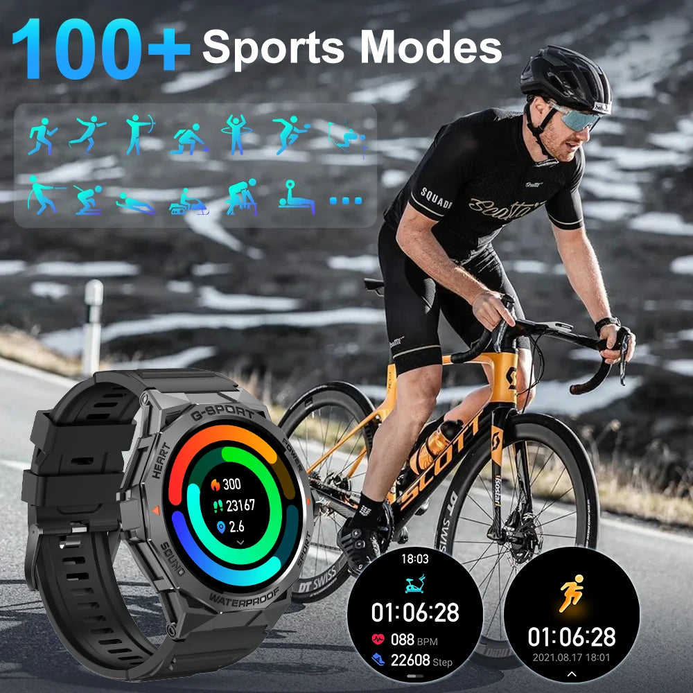 1.43” AMOLED Bluetooth Call Smart Watch for Men, Fitness Tracker, IP68 Waterproof