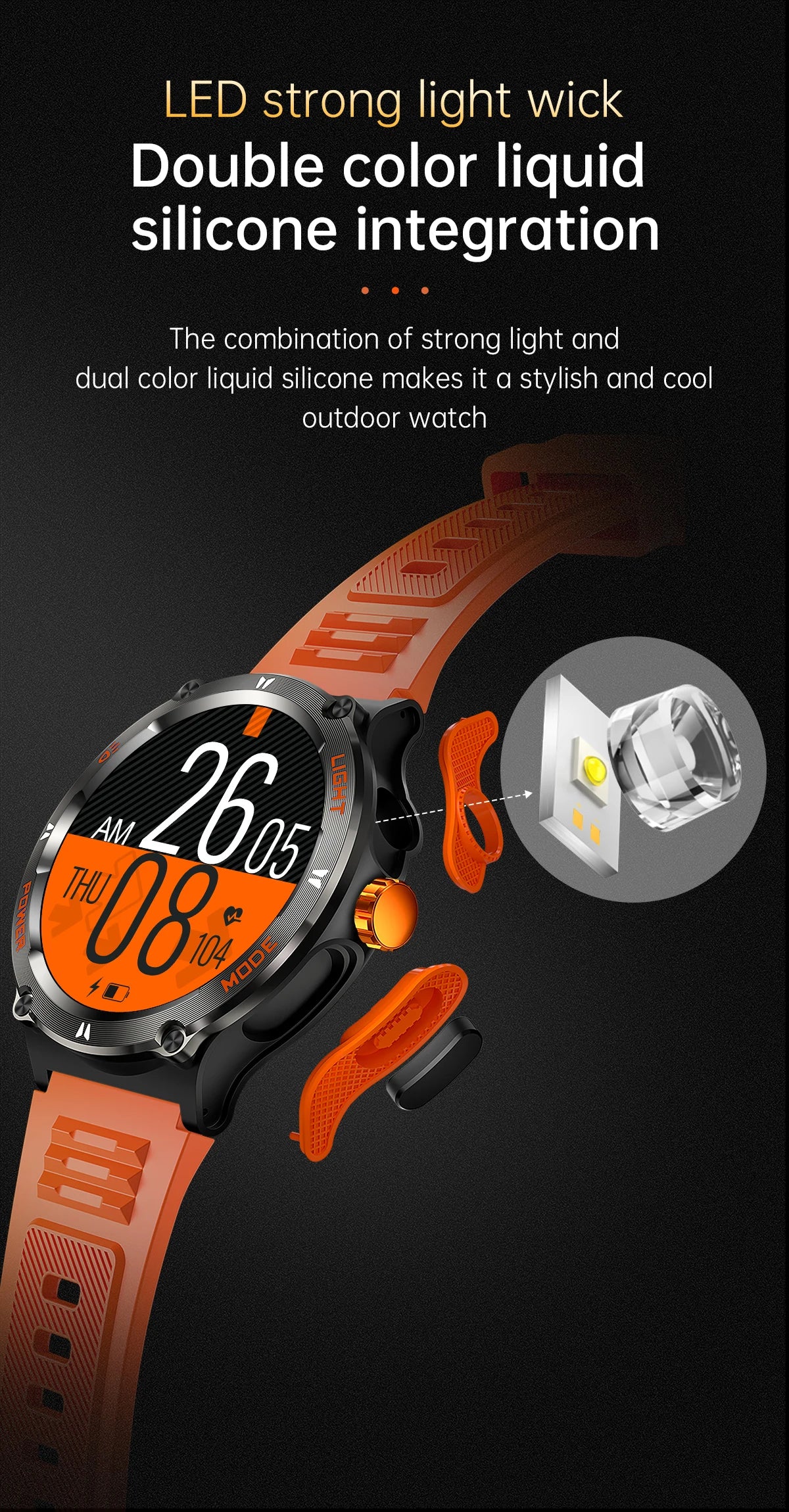 Rugged Military Smartwatch for Men: GPS, 500mAh Battery, Fitness Tracker, 3ATM Waterproof