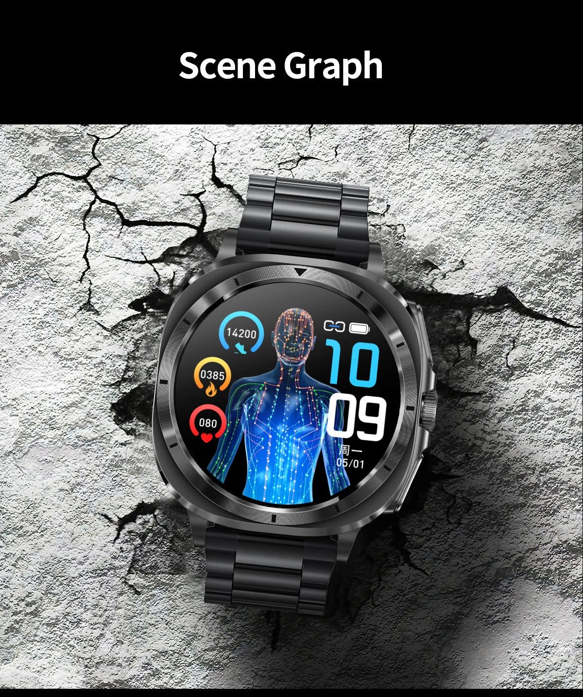 2025 AI Health Smartwatch: ECG, Blood Monitoring, HRV, NFC, Bluetooth Calls, Men's Fitness Tracker