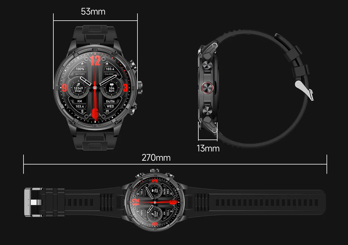1.85" Ultra HD Smartwatch with NFC, Bluetooth Calling, 710mAh Battery, Fitness & Health Tracking