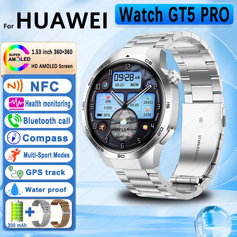 GPS Sports Smartwatch, Heart Rate, NFC, Compass, IP68 Waterproof