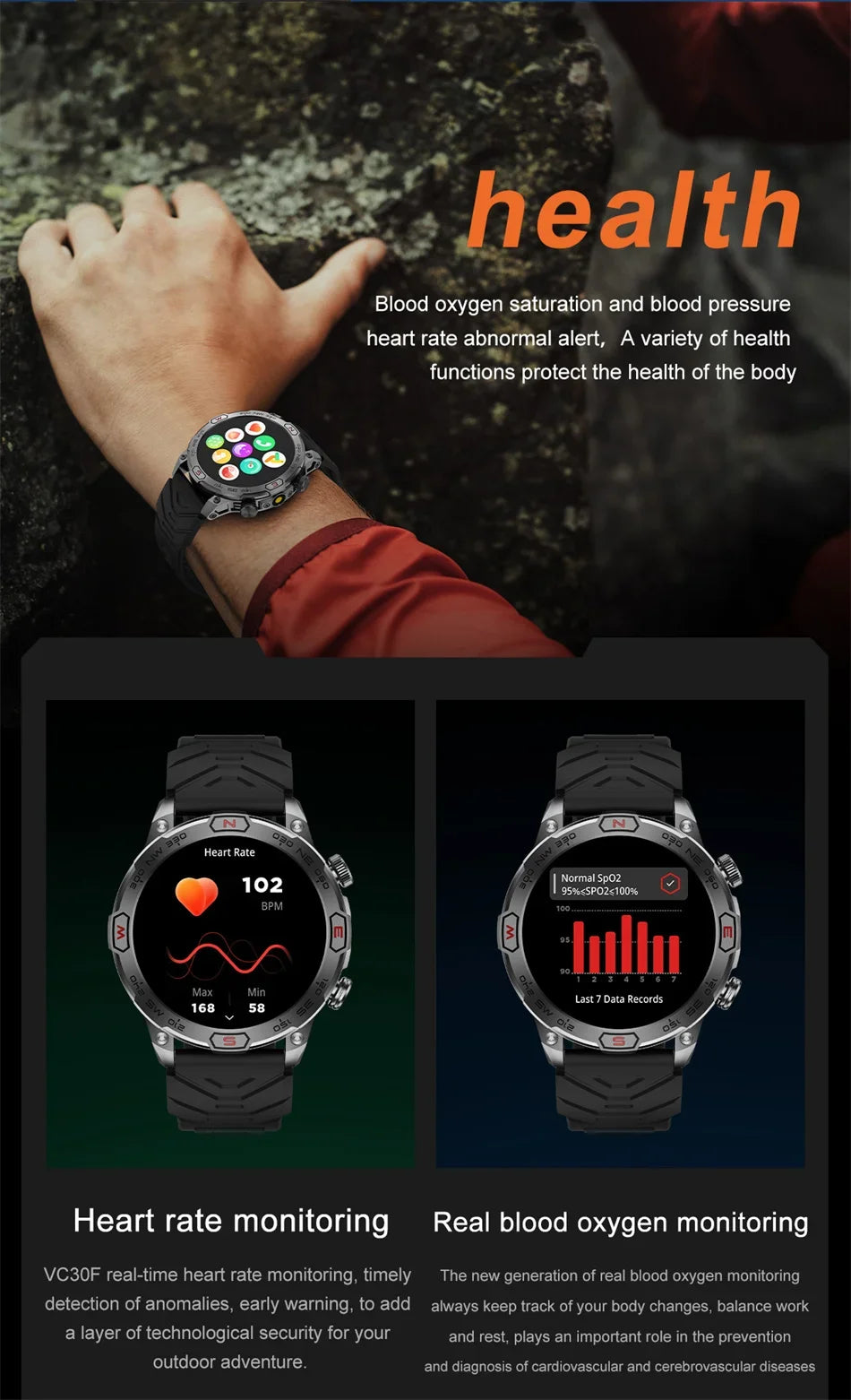 2025 Smart Watch - 1.43'' AMOLED, GPS, Fitness Tracker, BT 5.3, LED Lights, Compass