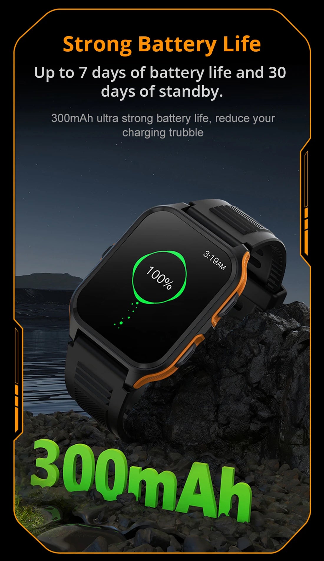 1.9'' Military Smartwatch for Men | Bluetooth Call, IP68 Waterproof, Fitness Tracker