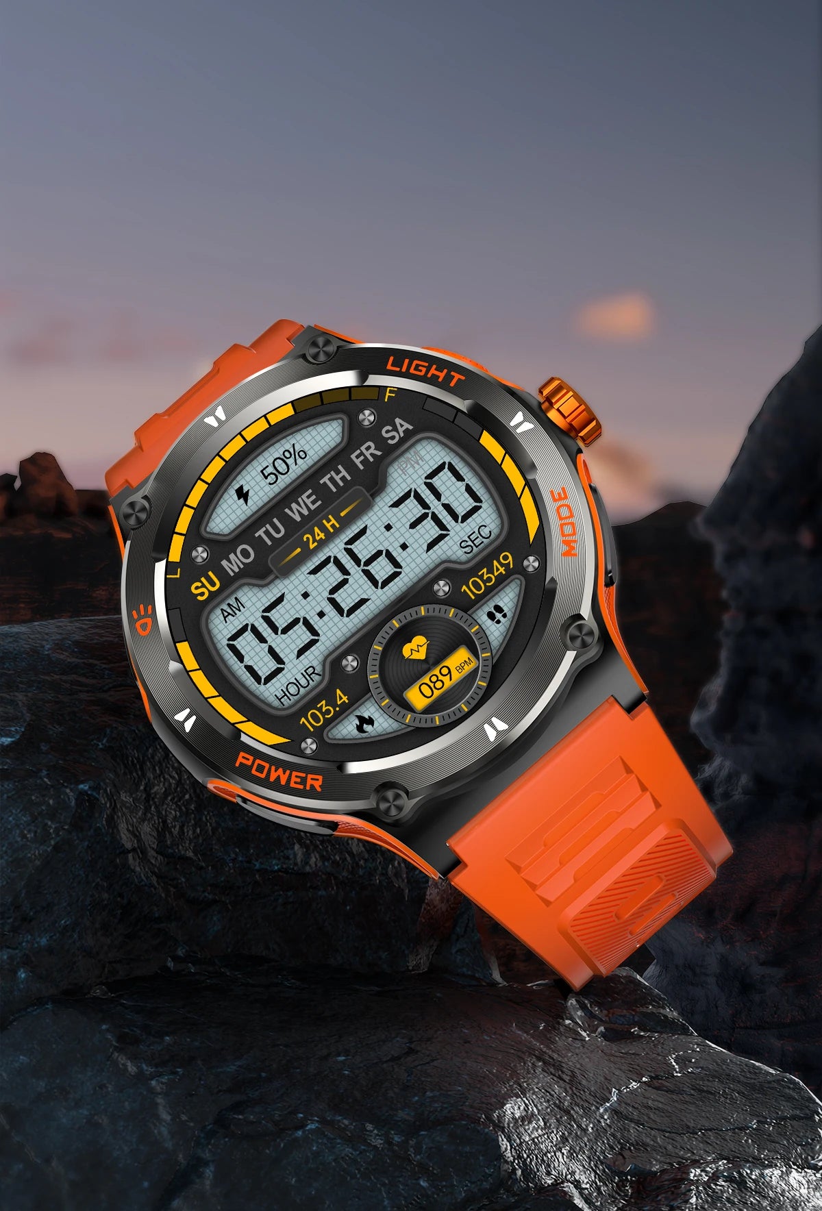 Rugged Military Smartwatch for Men: GPS, 500mAh Battery, Fitness Tracker, 3ATM Waterproof
