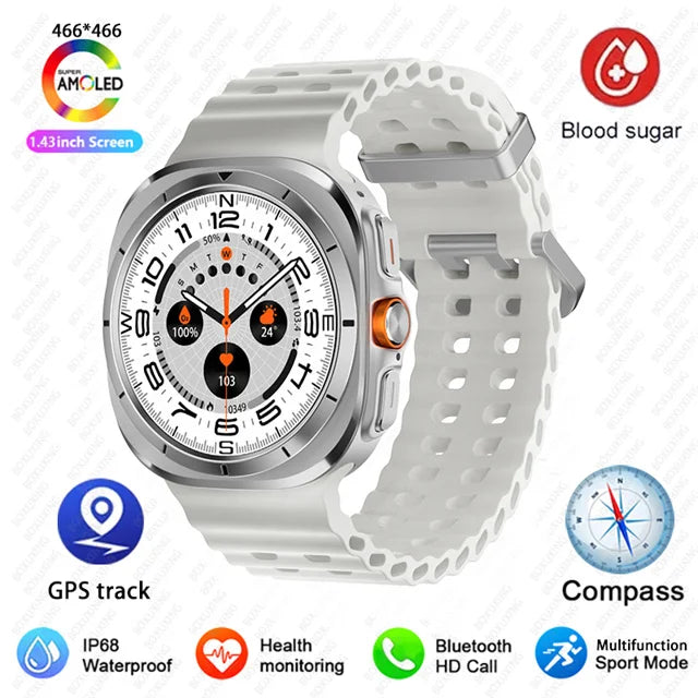 GPS AMOLED Smartwatch: Outdoor Sports, BT Calling, NFC, IP68