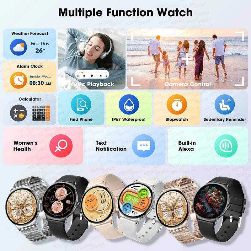 Ultra-Thin 1.43" Smart Watch HD AMOLED Screen Wireless Calling 100+ Sports Modes