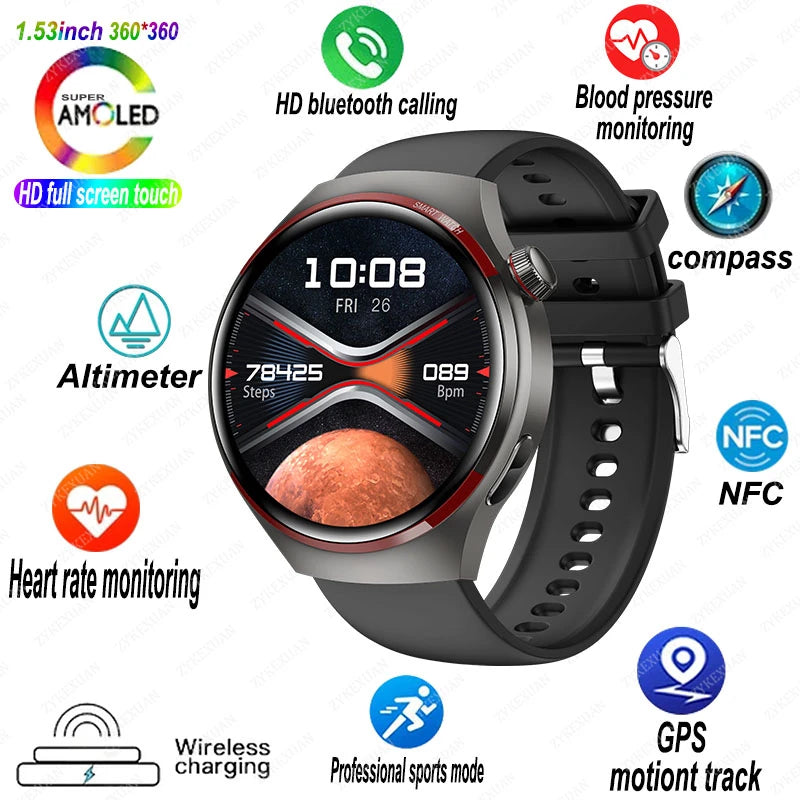 4 PRO Space Exploration Smartwatch HD GPS NFC Bluetooth Call Heart Rate & Fitness Tracker