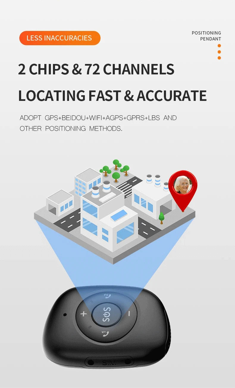 IP67 Waterproof 4G Smart GPS Locator Necklace for Kids, Elderly, and Students with SOS, Phone Pendant, and Remote Monitor