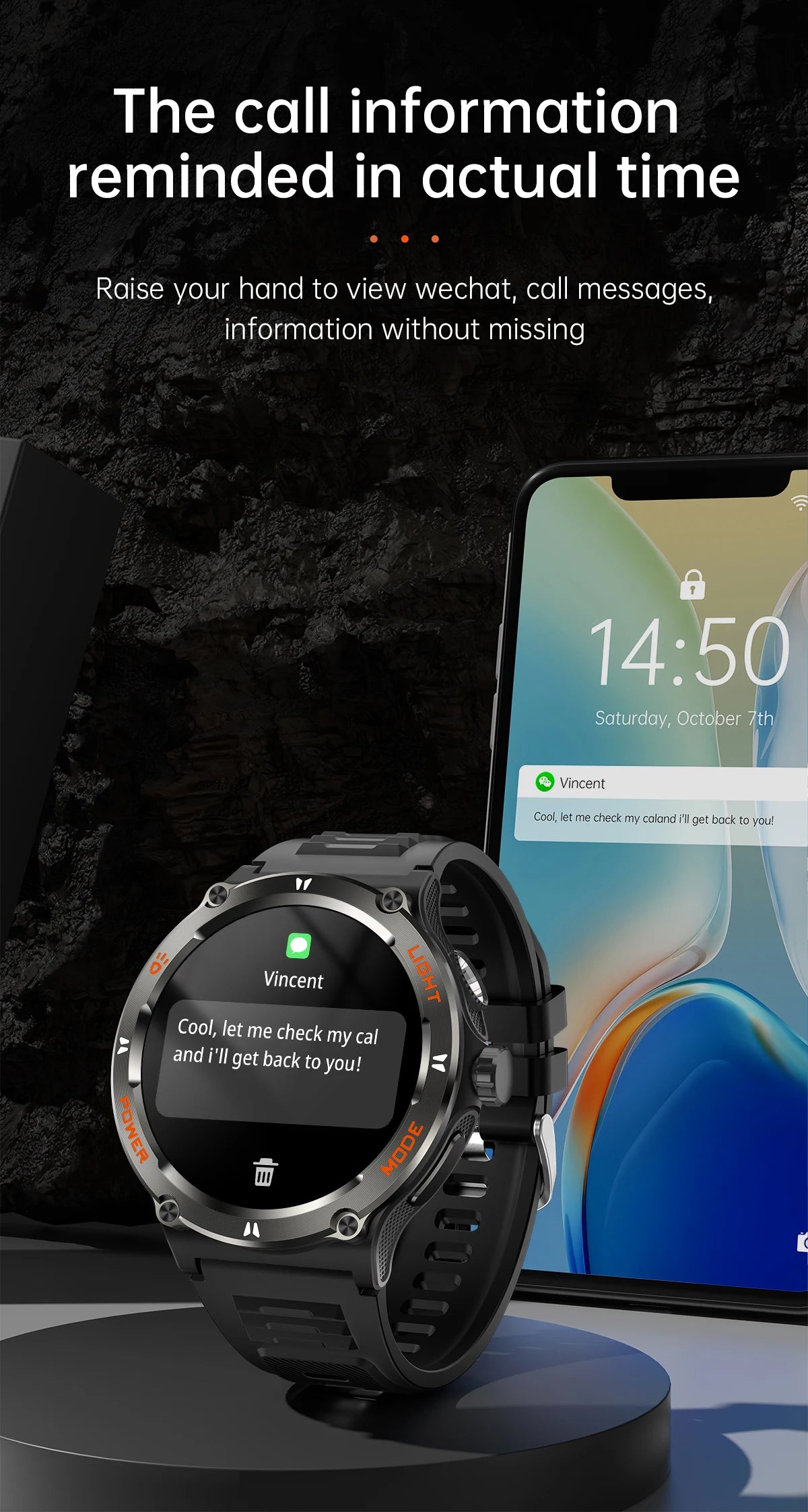 Rugged Military Smartwatch for Men: GPS, 500mAh Battery, Fitness Tracker, 3ATM Waterproof