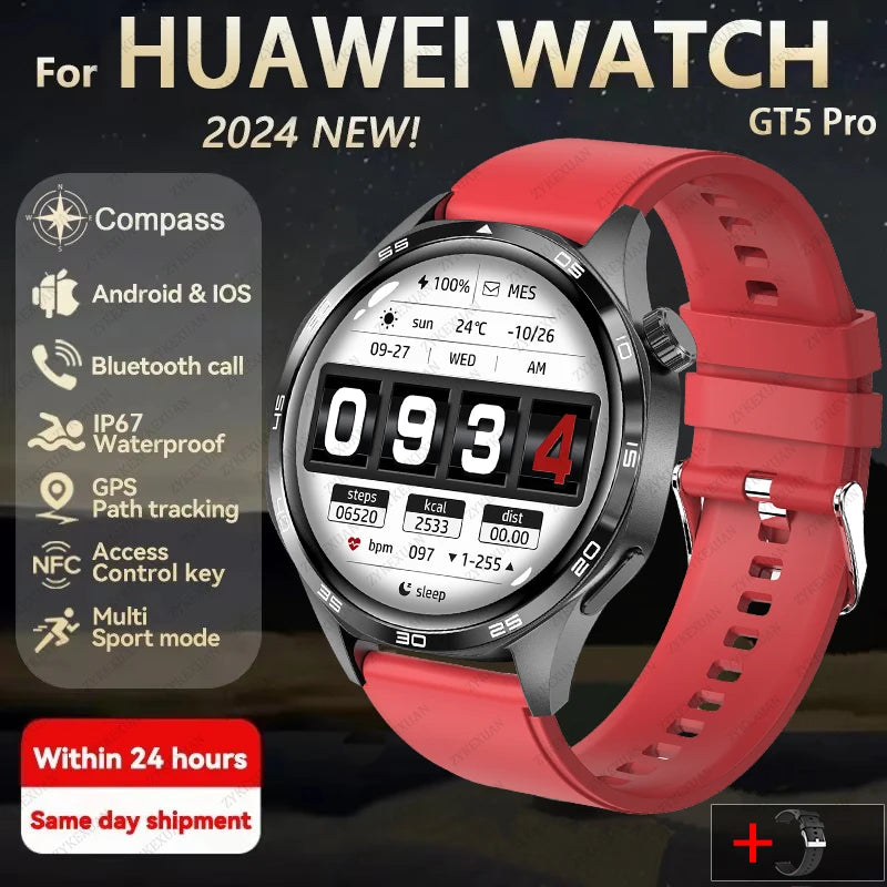 GPS Smartwatch Men 5 Pro AMOLED HD Bluetooth Call NFC Waterproof Heart Rate Fitness Watch