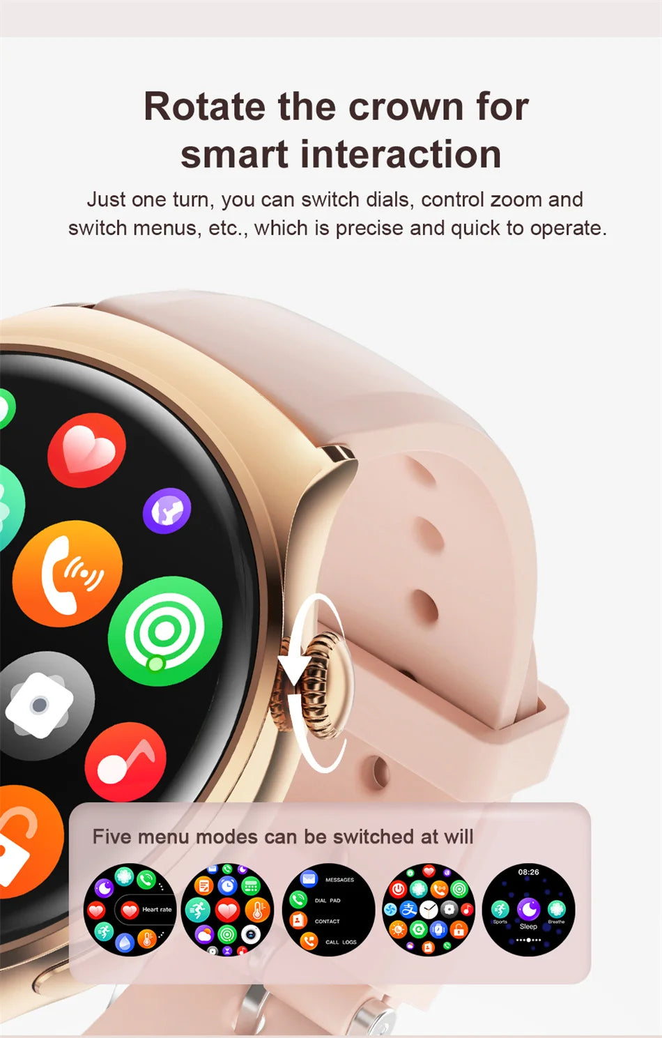 Mini AMOLED Smartwatch Women, 360*360 HD, NFC, IP68, Health & Heart Rate Monitor