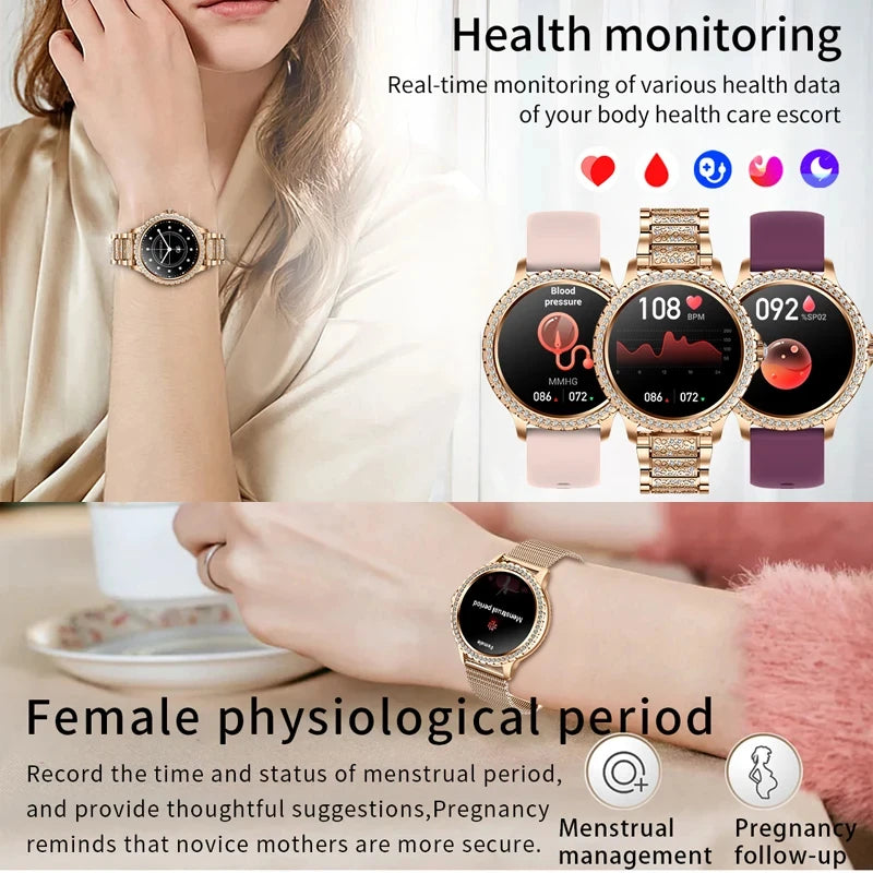 Gold Luxury Women's Smartwatch | 1.32" HD AMOLED Screen, Voice Call & Fitness Tracker