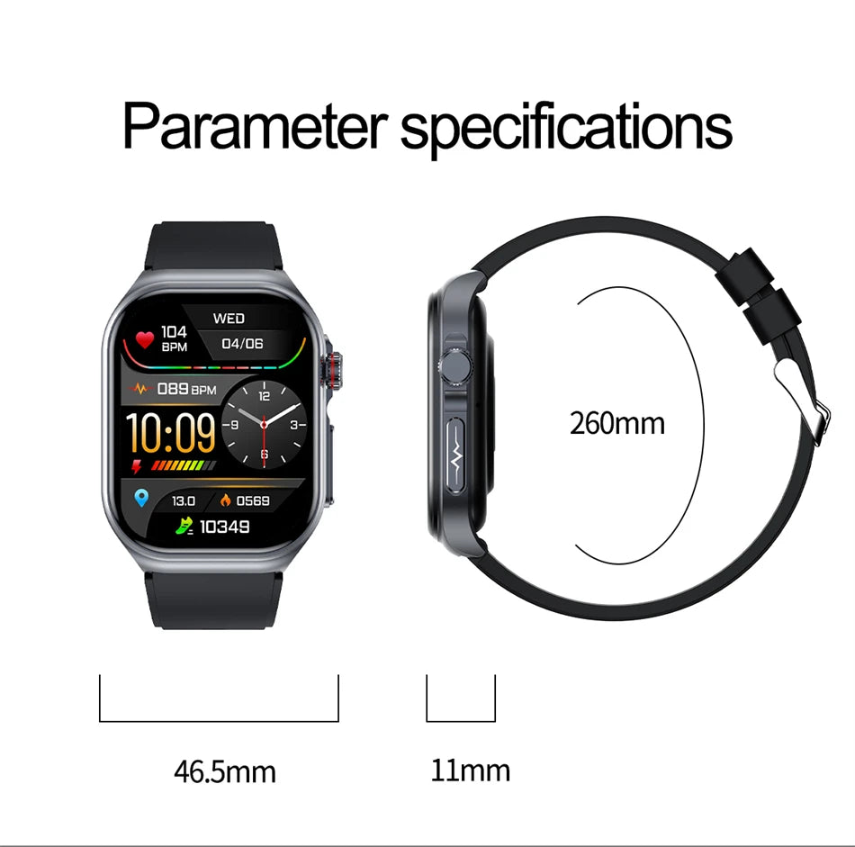 2.04" AI Medical Smartwatch, Blood Lipids, Uric Acid, ECG+PPG, Bluetooth Call, Waterproof