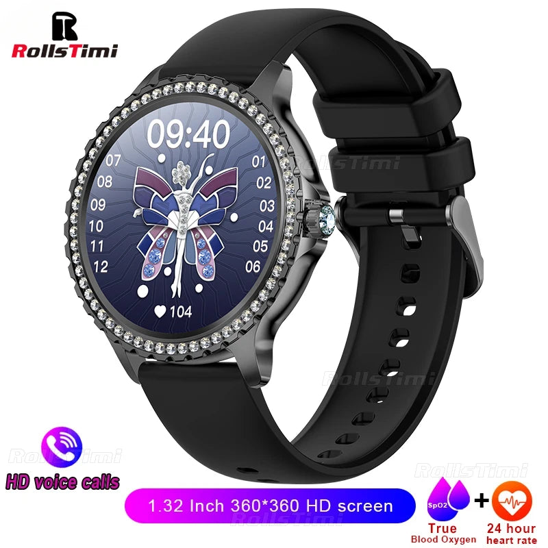 Gold Luxury Women's Smartwatch | 1.32" HD AMOLED Screen, Voice Call & Fitness Tracker