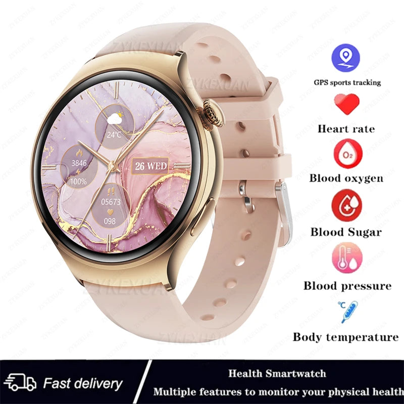 Mini AMOLED Smartwatch Women, 360*360 HD, NFC, IP68, Health & Heart Rate Monitor